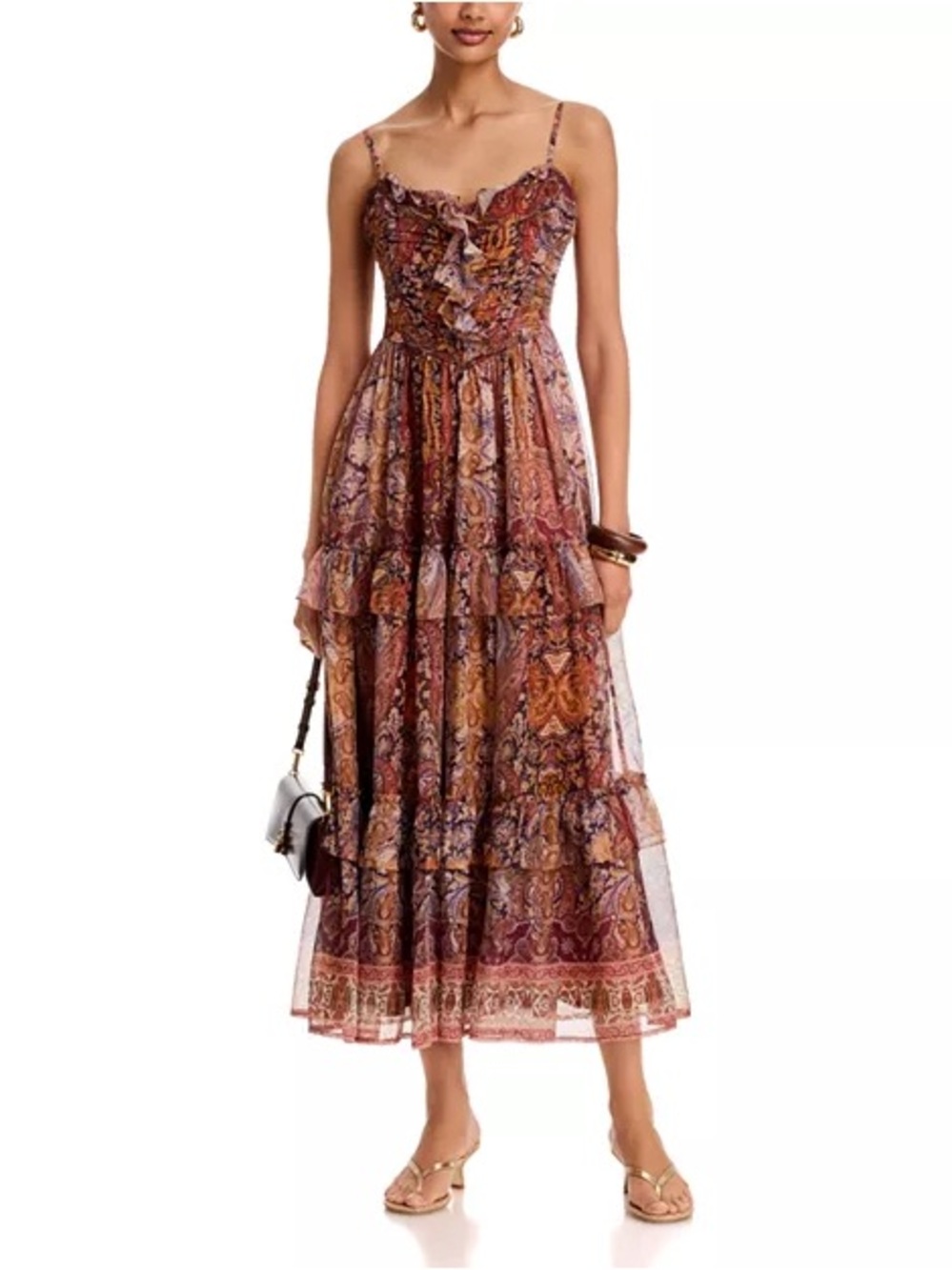 Aqua Paisley Border Midi Dress - Bloomingdales Exclusive - in size S - Picture 5 of 5